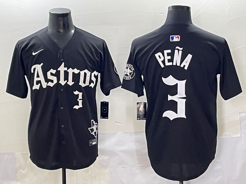 Men's Houston Astros Jeremy Pena #3 Black Team Jersey
